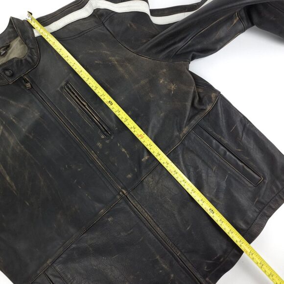 Rogue Distressed Black Leather Café Racer Jacket XL – Genuine Grain - Picture 5 of 13